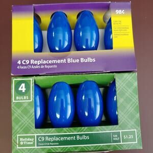 Blue C9 Replacement Light Bulb Ceramic-Count 8 Christmas Decor Replacement Bulbs